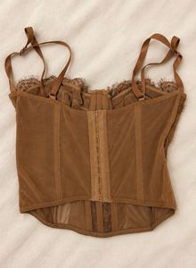Brown Corset Top with Spaghetti Straps