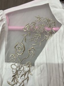 New Zara  Embroidered Sheer Sleeve top