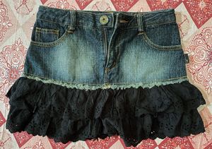 y2k denim Skirt with Lace Trim