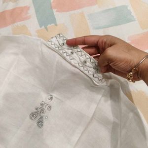 Embellished White Kurta and pent