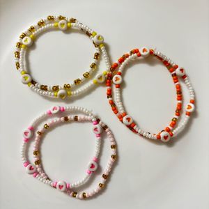 Set of 3 Beaded Bracelets with Hearts
