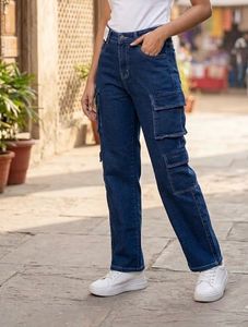 Women's Blue Cargo Jeans