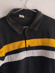 Men's Collared Shirt with Yellow Stripe