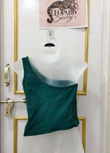 One Shoulder Ribbed Crop Top