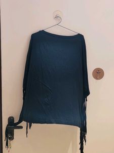 Black Fringed Long Sleeve Top