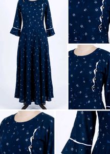 Elegant Navy Blue Anarkali Gown