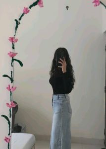 Light Wash Denim Midi Skirt