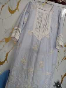 Elegant Sky Blue Kurta with Intricate Embroidery