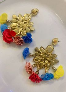 New Boho Floral Gemstone Statement Earrings