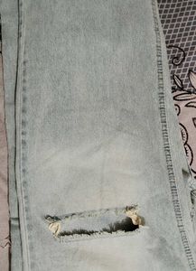 Distressed Light Wash Wide Leg Jeans