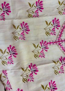 White Kurta with Pink Floral Print and Dupatta
