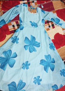 Gorgeous Blue Printed Gown With Dupatta