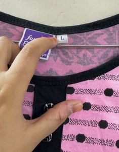 Pink &amp; Black Printed Tunic Top
