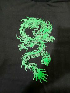 Black Tee with Green Dragon Graphic Men