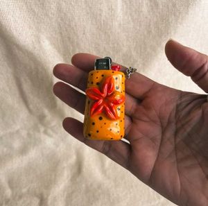Orange Floral Lighter Case