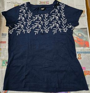 Navy Blue Embroidered T-Shirt