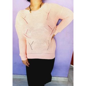 Peach Woolean Top With Sexy Back