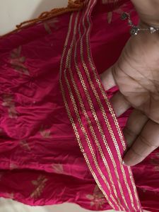 Vibrant Pink cowl tunic with Gold Print