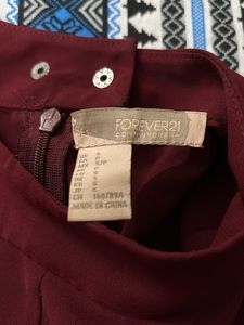 Maroon Mock Neck Pocket Blouse