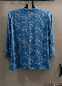 Blue Floral Print Blouse