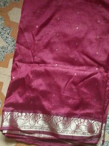 Maroon Silk Saree with Blouse