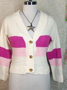 Striped V-Neck Cardigan