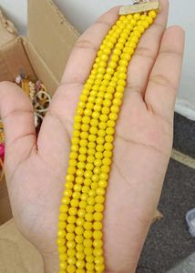 Yellow Beaded Strand Necklace