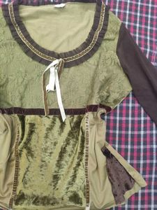 Vintage Green &amp; Brown Renaissance Blouse