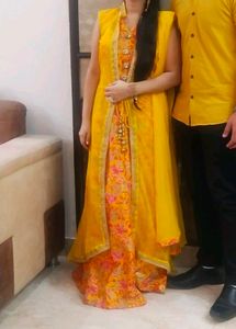 Long Floor Touch Gown With Detachable Jacket