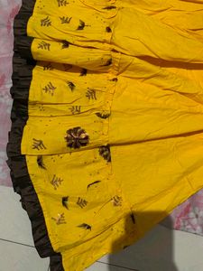 Yellow Floral Print Midi Skirt for navratri