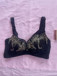 Elegant Black Embroidered Bra