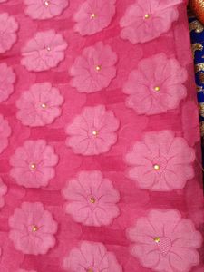 Vibrant Pink Floral Net Dupatta