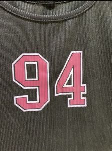 Black Cropped Tank Top with '94' Graphic