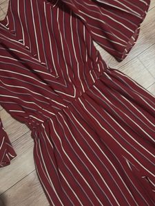 Chic cherry red Striped Jumpsuit