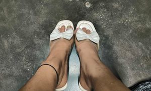 White Bow Slip-On Sandals