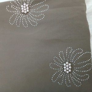 Elegant Embellished Floral Scarf With Beadwork