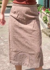 Nude Tweed Midi Skirt