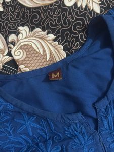 Blue Embroidered chikankari kurta set