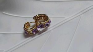 Sparkling Purple Gem Hoop Earrings