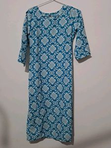 Blue &amp; White Print Kurta