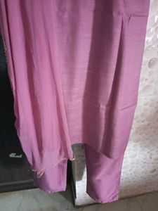 BrandNew MauveColor Kurti Set - Plazzo&amp;Dupatta -4