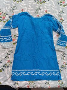 Blue Embroidered Kurta and Y2k jeans