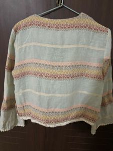 ZARA Boho Chic Striped Long Sleeve Top