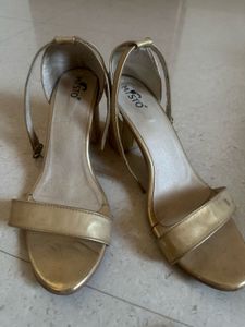 Elegant Gold Ankle Strap Heels
