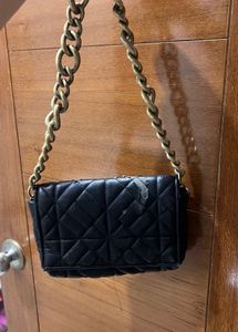 zara Quilted Black Chain Shoulder Bag