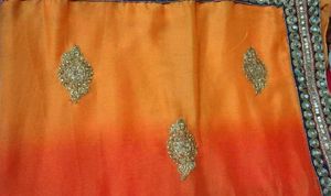 Vibrant Orange &amp; Red Embellished Saree