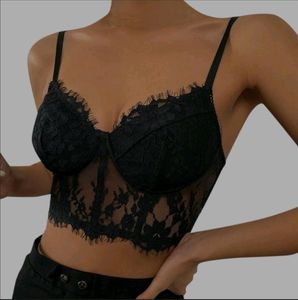 Coquette Black Corset Lace Cami Top/ Bralette