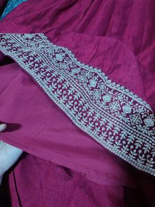 Maroon Kurta Set with Golden Embroidery