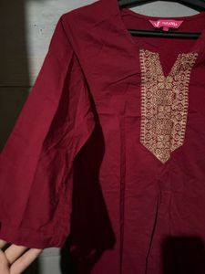 Maroon Embroidered Kurti