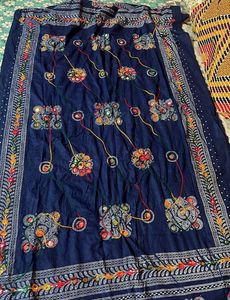 Embroidered Navy Blue Dupatta